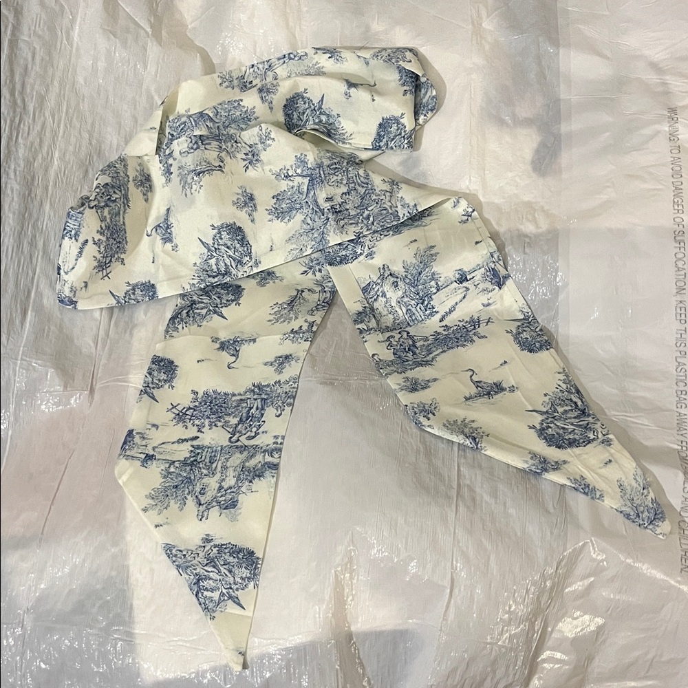Blue Toile Scarf Ribbon - Picture 2 of 7